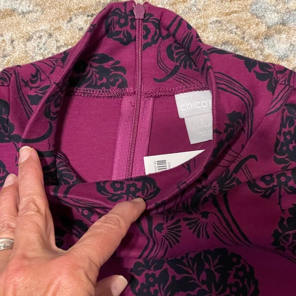 Chico’s Floral Mockneck Pima Cotton Tunic Sz 3 (XL/16) - Picture 10 of 12